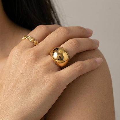 Dames Statement Ring Dome Vergulde Band