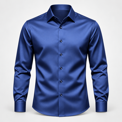 Camisa de hombre de corte entallado - efecto satén con elasticidad