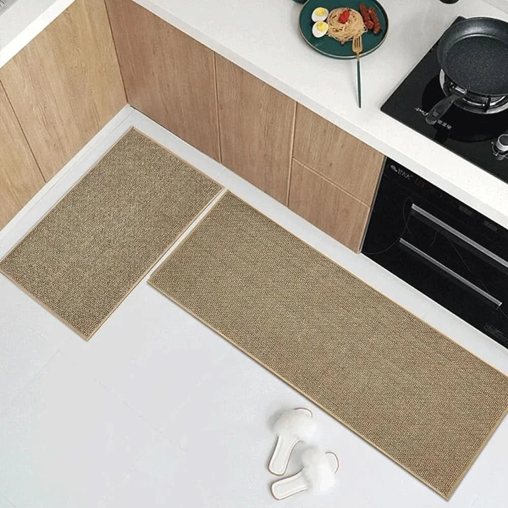 Non-Slip Washable Kitchen Runner Rug - Faux Sisal Mat with Natural Rubber Backing 4