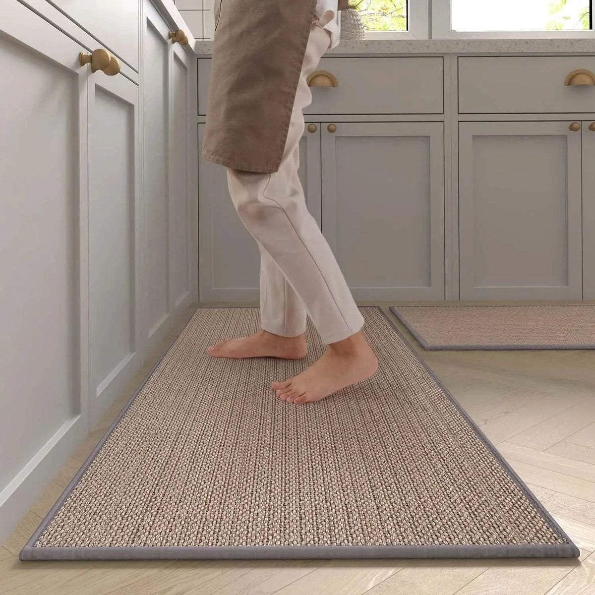 Non-Slip Washable Kitchen Runner Rug - Faux Sisal Mat with Natural Rubber Backing 7