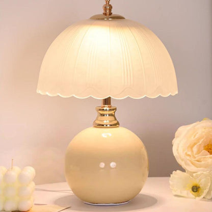 Nordic Style Half Dome Table Lamp with Ceramic and Glass Shade – Modern Bedside or Desk Lamp for Bedroom 8