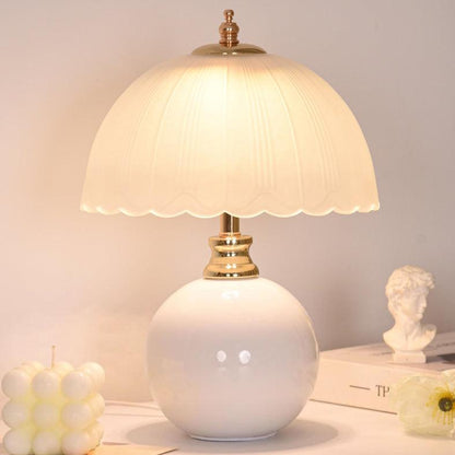 Nordic Style Half Dome Table Lamp with Ceramic and Glass Shade – Modern Bedside or Desk Lamp for Bedroom 9