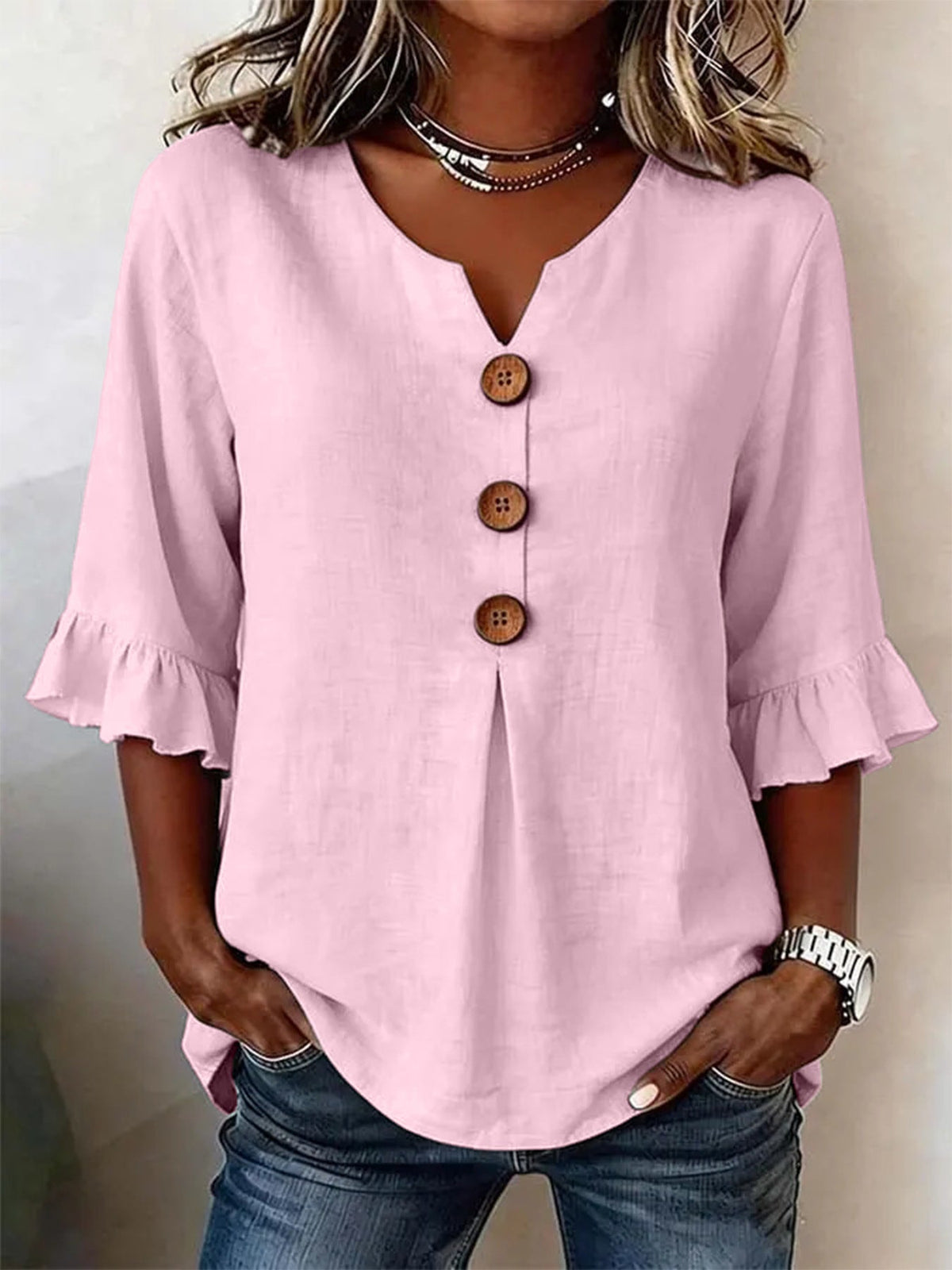 Dames Blouse Lange Mouw met Ruches