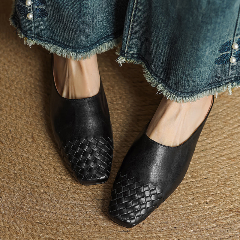 Dames Leren Mules met Gevlochten Voorpand
