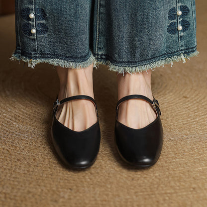 Dames Leren Mules met Mary Jane Bandje