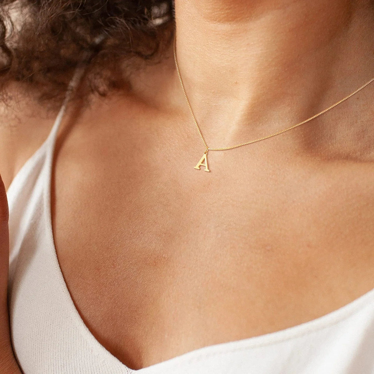 Dames Letterketting – Gold-Tone Initiaal Hanger