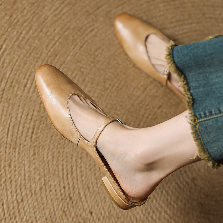 Dames Leren Mules met Mary Jane Bandje