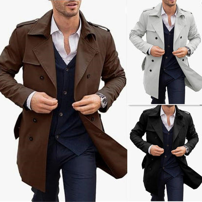 Heren Trenchcoat Double-Breasted Getailleerde Mantel