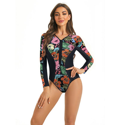 Zwemstof Badpak met Lange Mouwen en Ritssluiting – UV-bescherming voor Dames