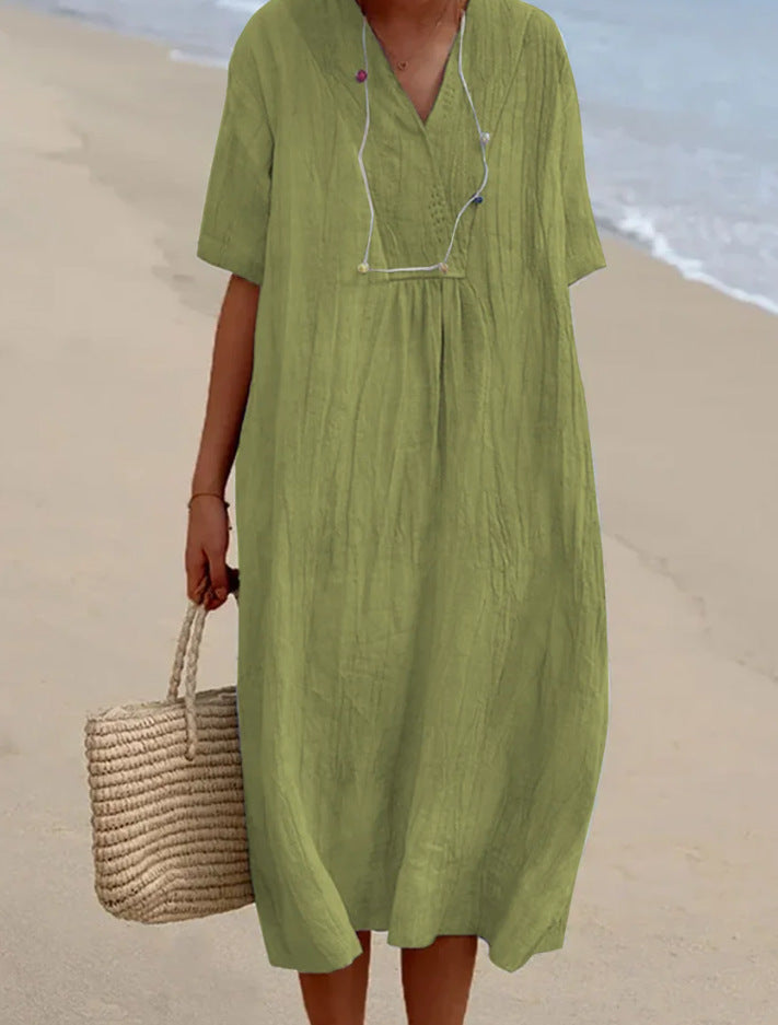Jasmine - Zomerse Midi Jurk in Katoenmix
