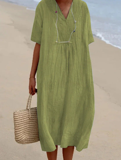 Jasmine - Zomerse Midi Jurk in Katoenmix