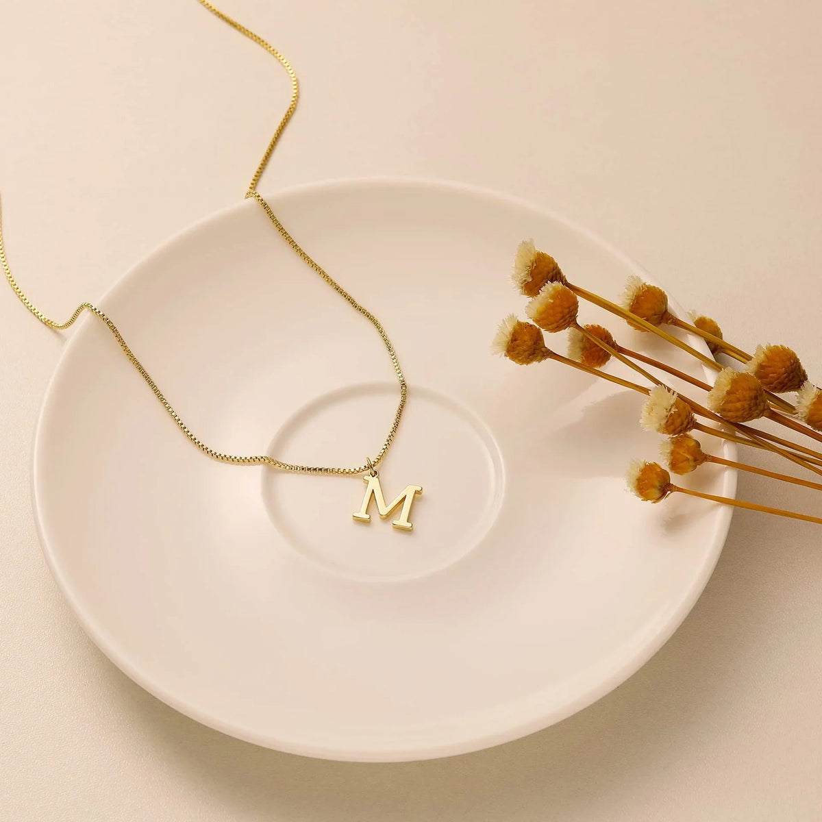 Dames Letterketting – Gold-Tone Initiaal Hanger