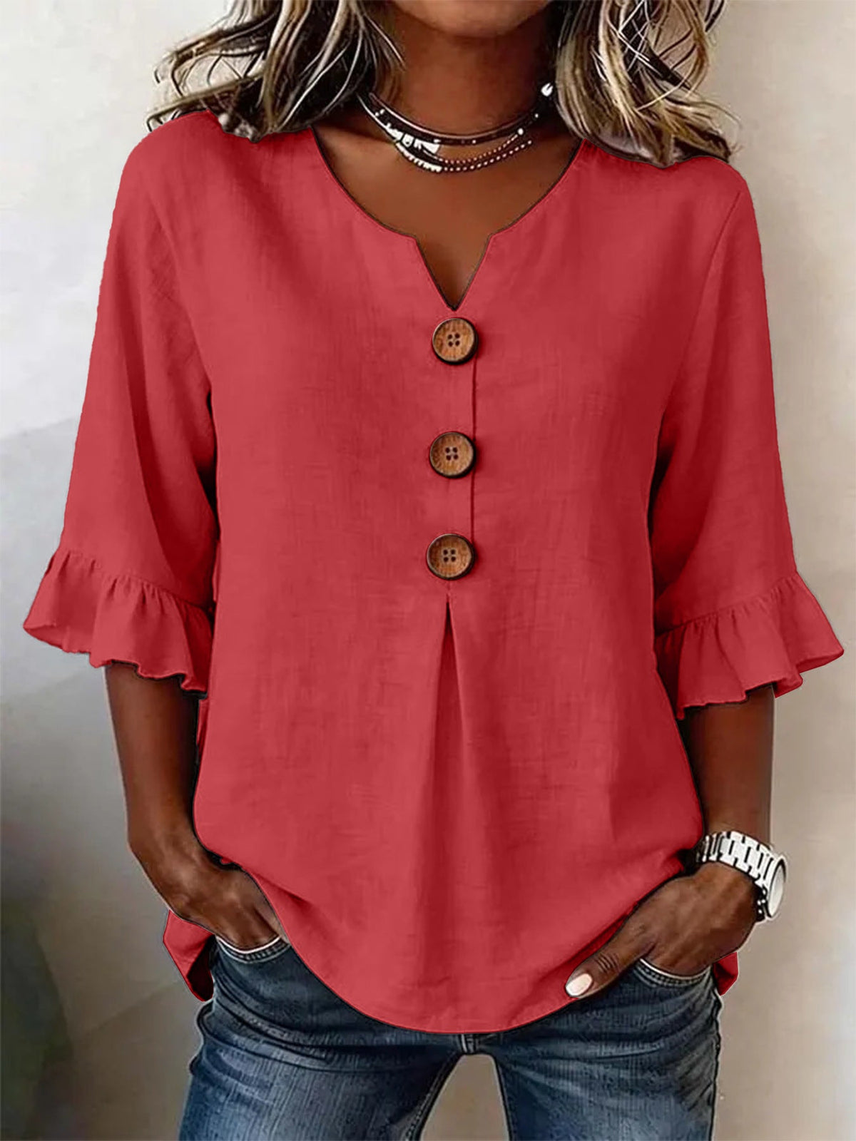 Dames Blouse Lange Mouw met Ruches