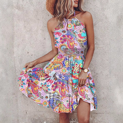 Gelaagde Halterjurk met Elastische Taille – Comfortabele Zomerstijl voor Elke Gelegenheid
