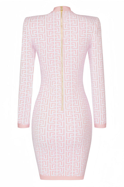 Marit - Gebreide Jurk met Lange Mouwen en Elegante Print