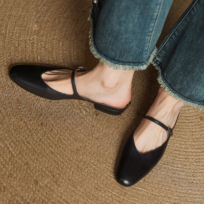 Dames Leren Mules met Mary Jane Bandje
