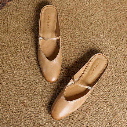 Dames Leren Mules met Mary Jane Bandje