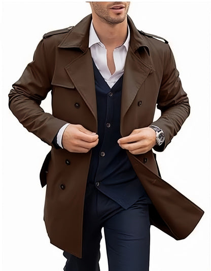 Heren Trenchcoat Double-Breasted Getailleerde Mantel