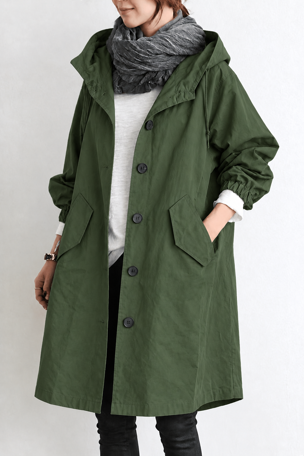 Gabardina impermeable para mujer con capucha – Chaqueta de entretiempo para primavera y otoño