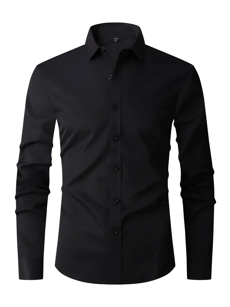 Heren Overhemd Slim Fit met Lange Mouwen en Klassieke Kraag