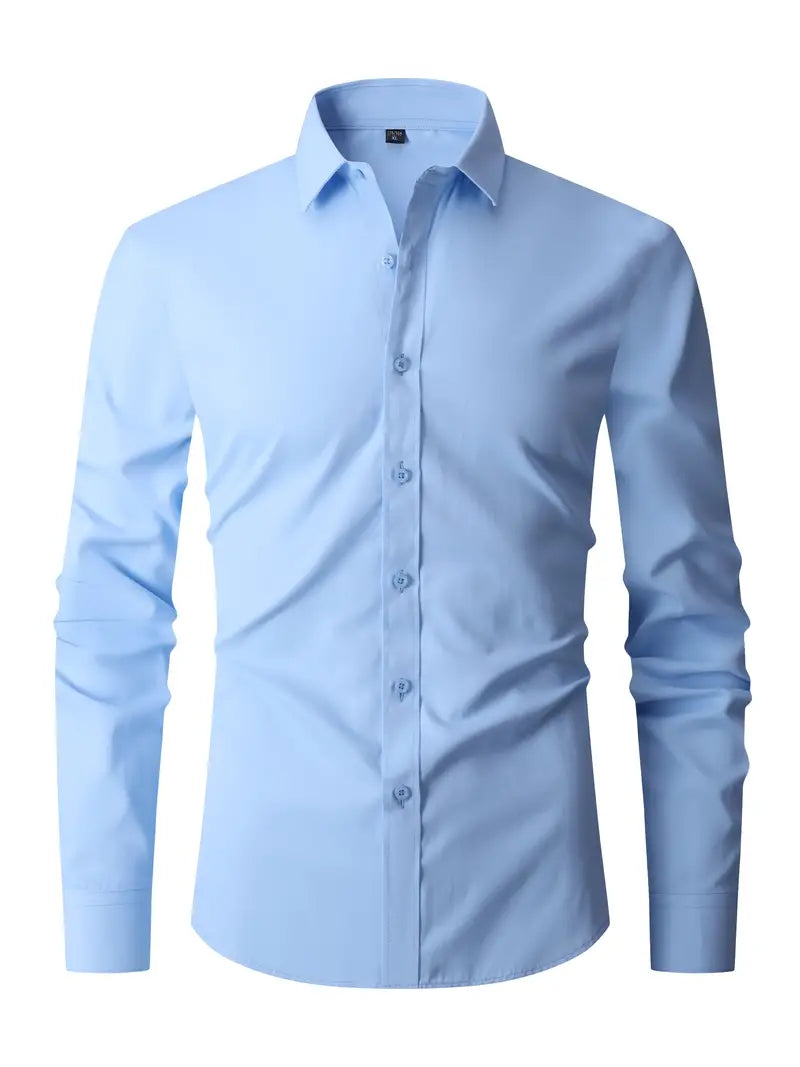 Heren Overhemd Slim Fit met Lange Mouwen en Klassieke Kraag