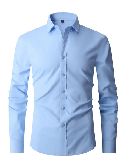 Heren Overhemd Slim Fit met Lange Mouwen en Klassieke Kraag