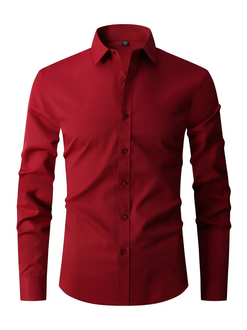 Heren Overhemd Slim Fit met Lange Mouwen en Klassieke Kraag