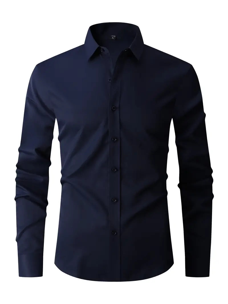 Heren Overhemd Slim Fit met Lange Mouwen en Klassieke Kraag