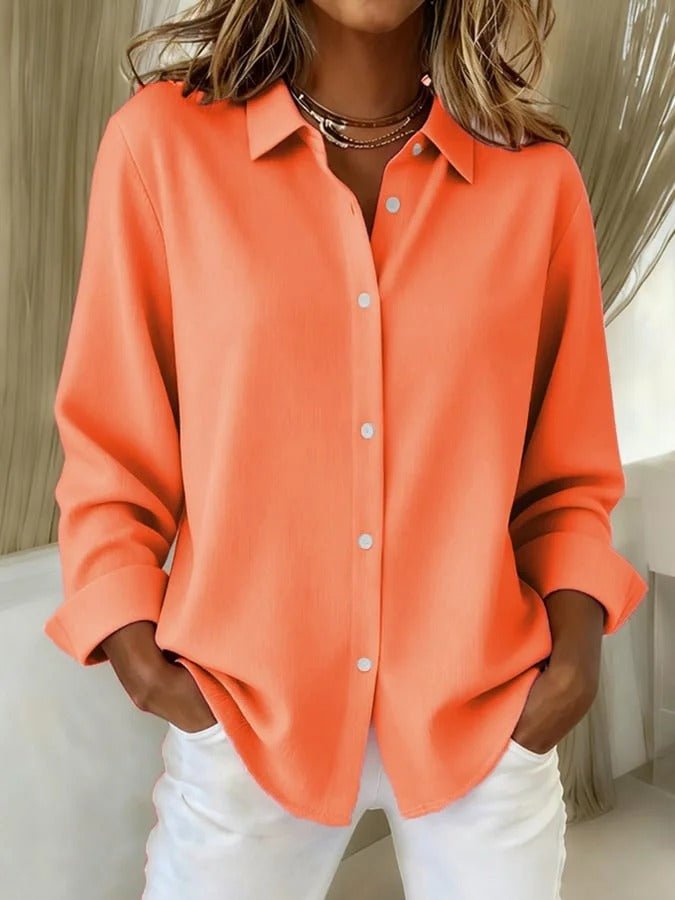 Marisol | Women's Oversized Button Up Classic Collar Cuffed Sleeve Shirt