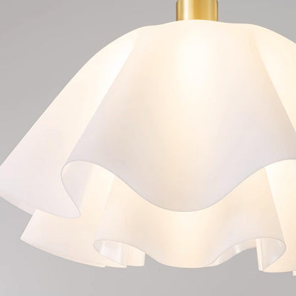Plafondlamp met Gegolfde Kap - Wit en Goud, E27 Fitting