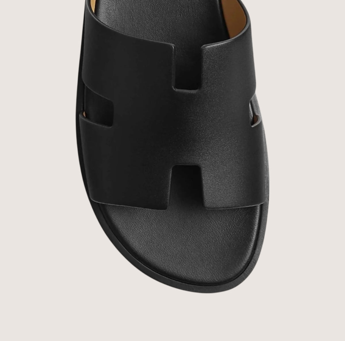 Heren Leren Slippers Zwart met Voetbed