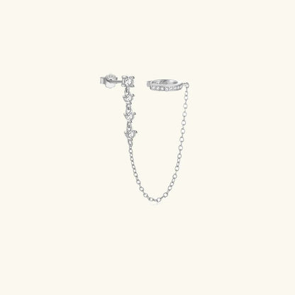 Dames Chain Cuff Oorbellen met Diamantaccenten – Verguld