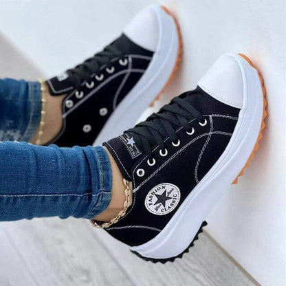 Dames Sneakers Chunky Canvas met Contrasterende Zijstreep