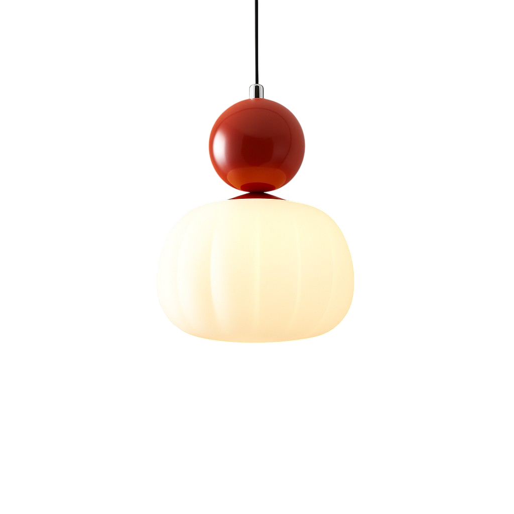 Art Deco Hanglamp met Acrylen Kap en Gelakte Bol