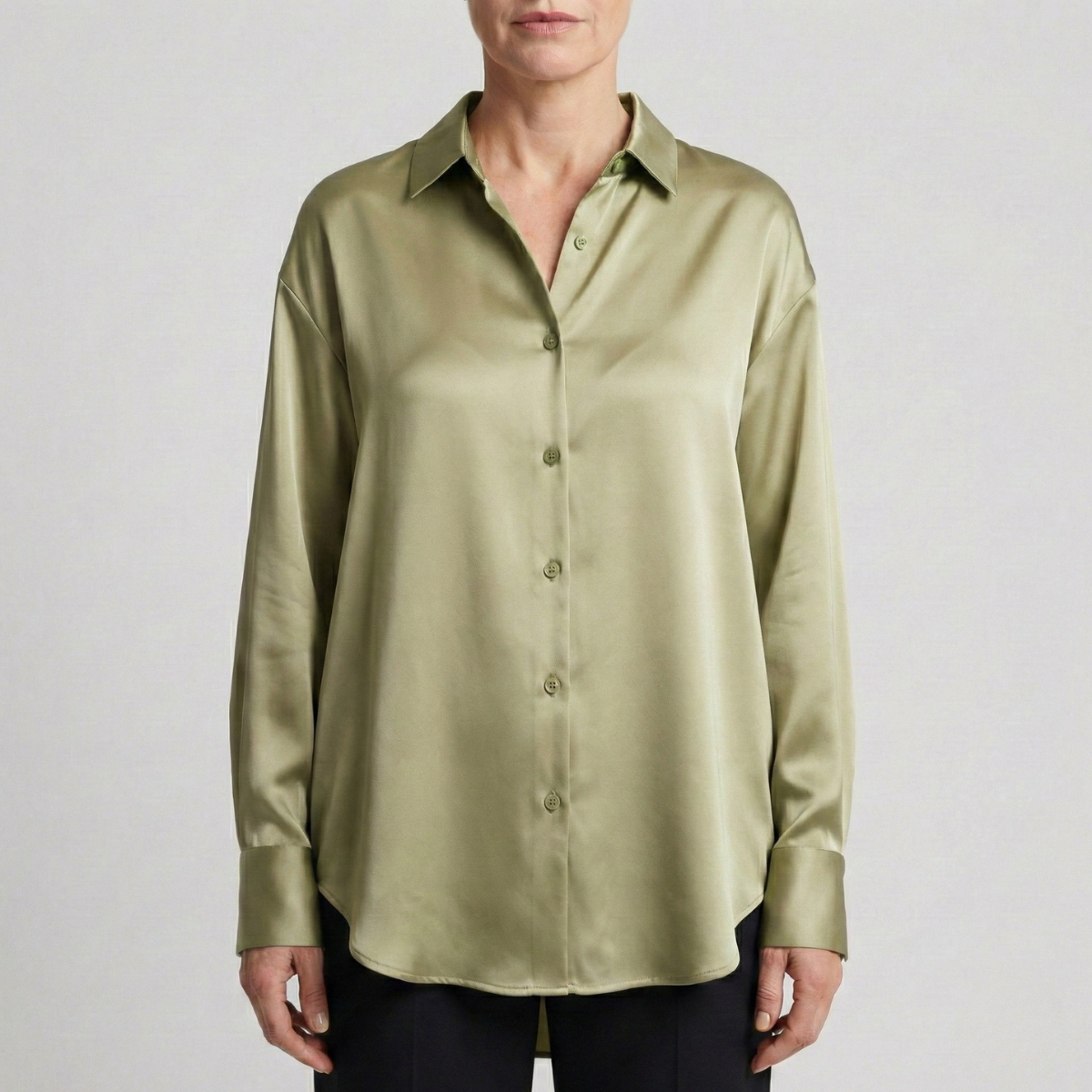 dames relaxed fit glanzende blouse in groen