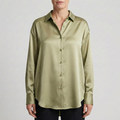 dames relaxed fit glanzende blouse in groen