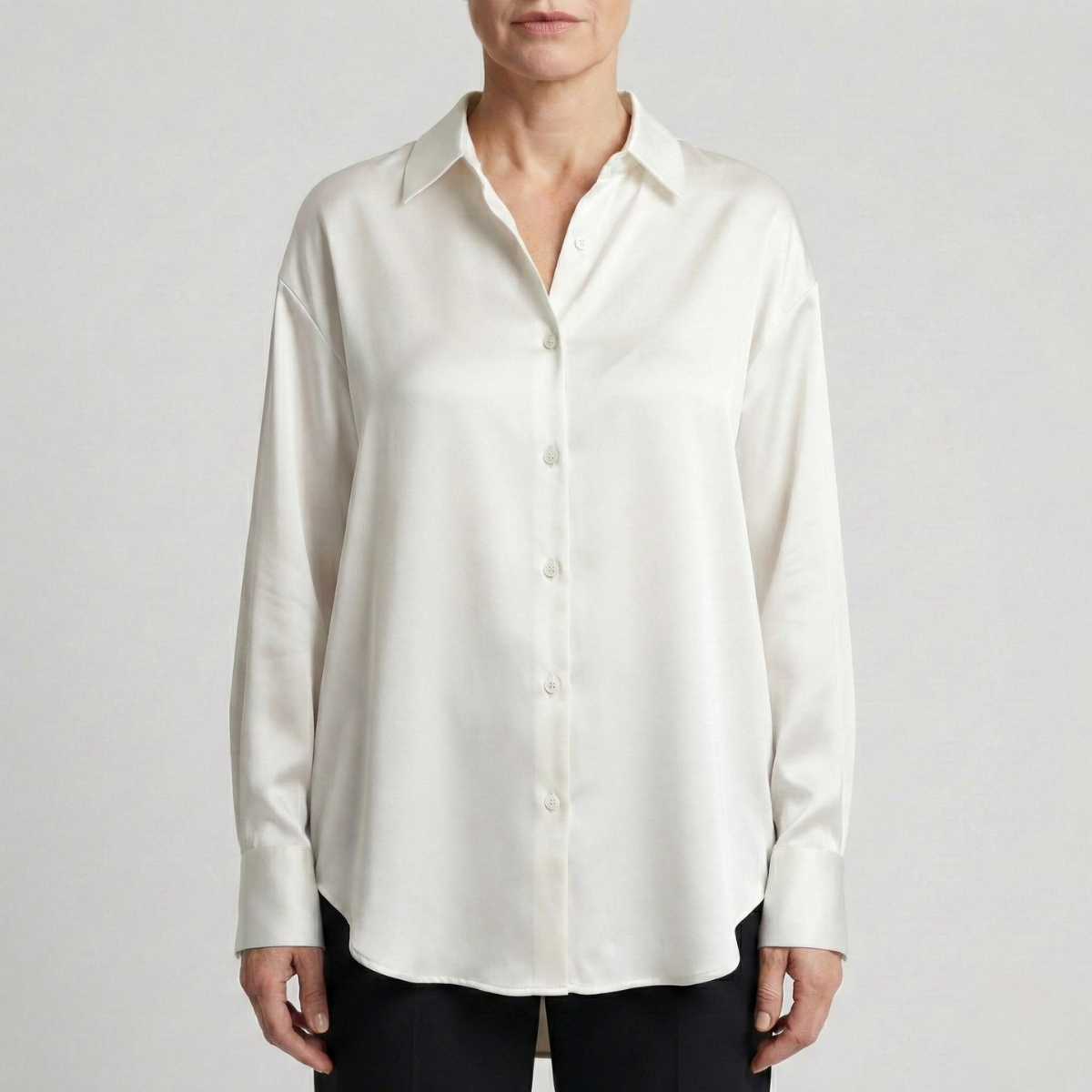 dames relaxed fit glanzende blouse in wit