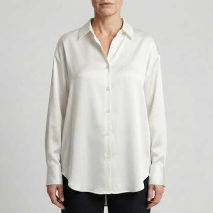dames relaxed fit glanzende blouse in wit