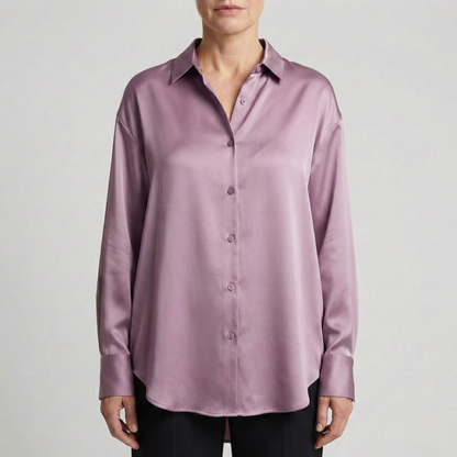 dames relaxed fit glanzende blouse in lichtpaars