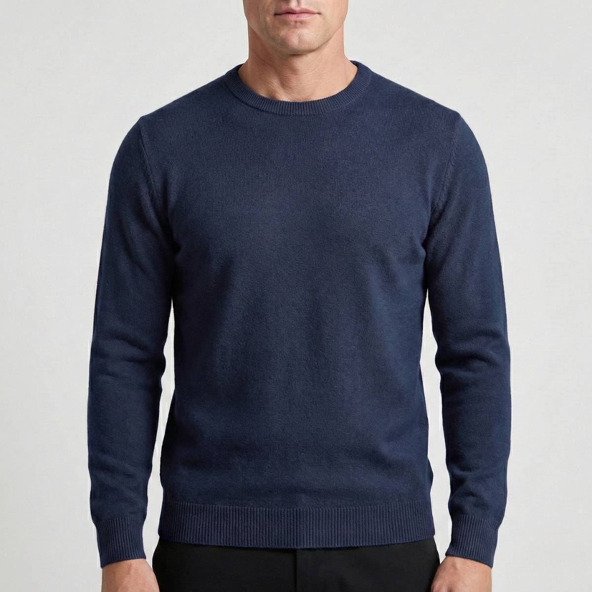 heren crew neck sweater in marineblauw