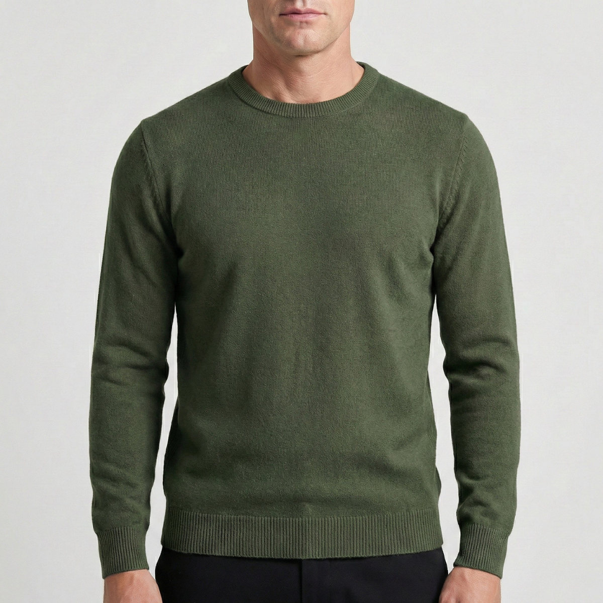 heren crew neck sweater in legergroen