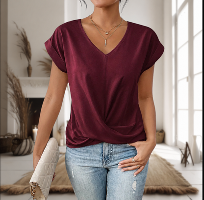 Dames T-shirt met Hartvormige Hals - Zomertop