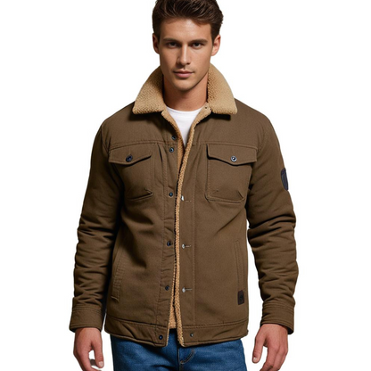 Heren Winterjas met Sherpa Voering - Warme Gevoerde Jas