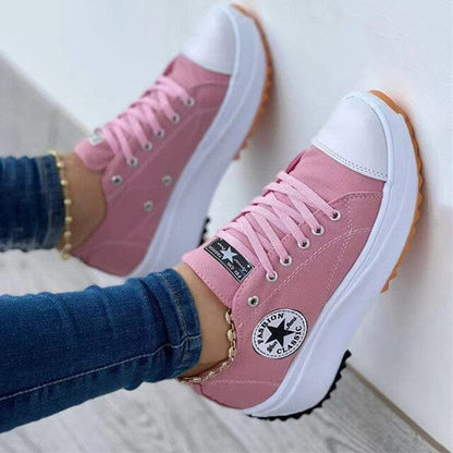Dames Sneakers Chunky Canvas met Contrasterende Zijstreep
