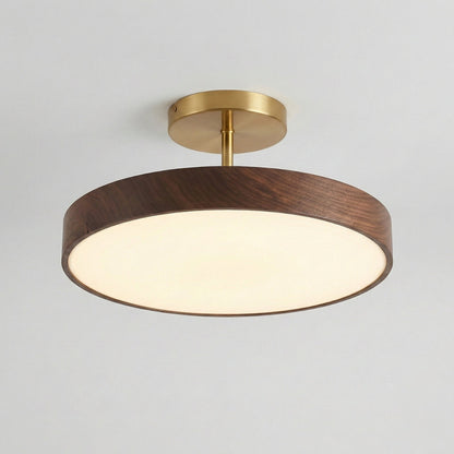 round japanese minimalist ceiling light in walnut