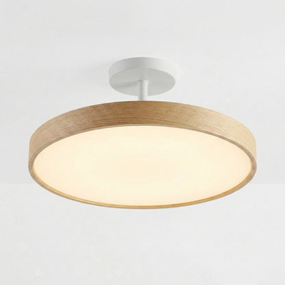 round japanese minimalist ceiling light in natural oak