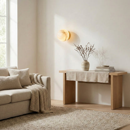 round modern japandi marble wall sconce