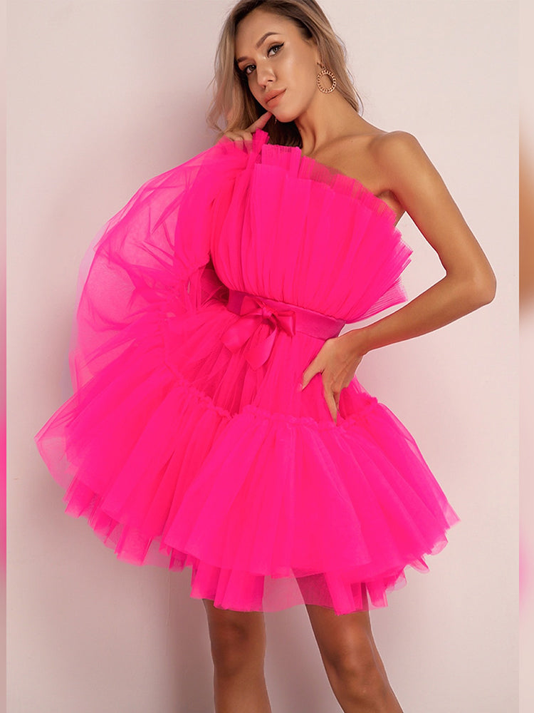 Dames Tulle Jurk – Feestelijk, Getailleerd, Geschikt voor Avondkleding