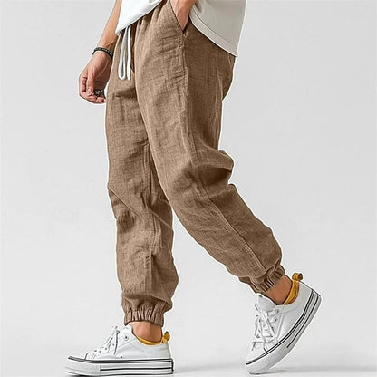 Dames Joggingbroek Linnen Blend met Trekkoord en Boord