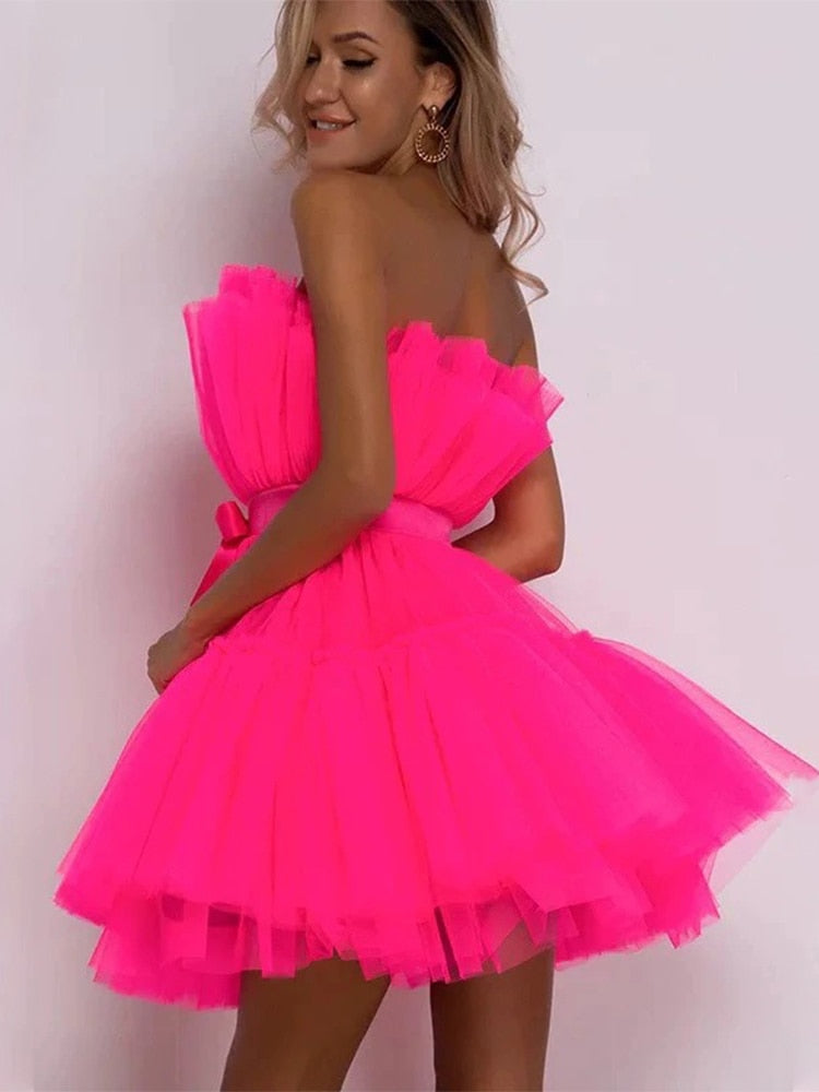 Dames Tulle Jurk – Feestelijk, Getailleerd, Geschikt voor Avondkleding